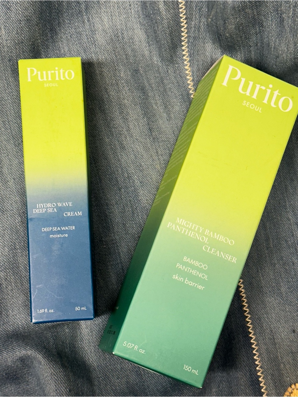 PURITO Seoul Bundle- Mighty Bamboo Panthenol Cleanser+ Hydro Wave Deep Sea Cream